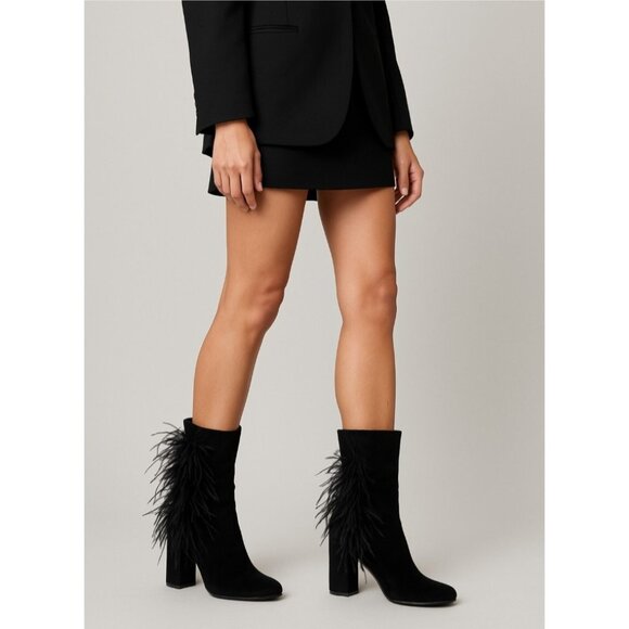 Olivia Miller Black Feather Bushwick Ankle Boots Size 7 - Picture 2 of 13